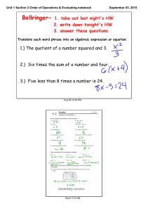Unit 1 Section 2 Order of Operations & Evaluating.notebook