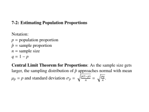 7-2: Estimating Population Proportions Notation: p = population