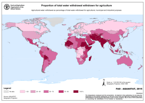 Proportion of total water withdrawal withdrawn for agriculture