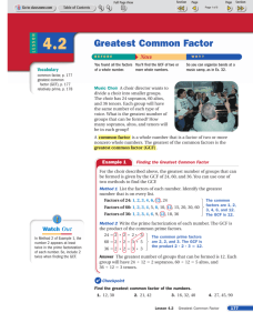 Greatest Common Factor - LeMars Community Schools