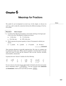 Chapter 6 Meanings for Fractions