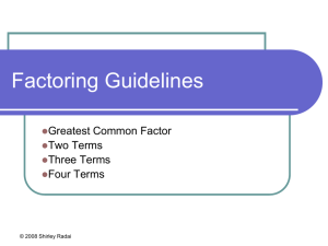 Factoring Guidelines