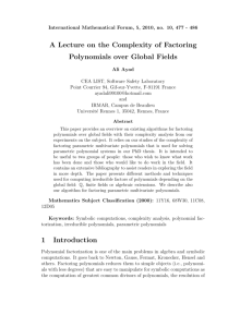 A lecture on the complexity of factoring polynomials over