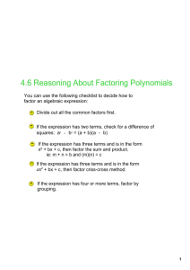 4.6 Reasoning About Factoring Polynomials