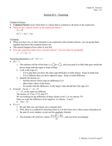 Section R.4 – Factoring