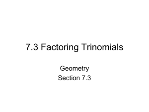 Factoring Trinomials a=1 PP