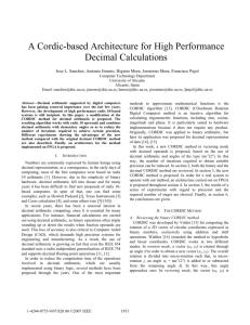 A Cordic-based Architecture for High Performance Decimal