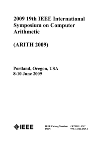 2009 19th IEEE International Symposium on Computer Arithmetic