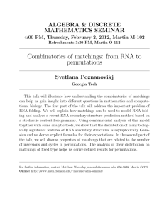 Combinatorics of matchings: from RNA to permutations