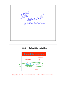 11.1 - Scientific Notation