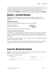 Module 1 – Scientific Notation Lesson 1A: Moving the Decimal