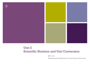Unit 2 Scientific Notation and Unit Conversion