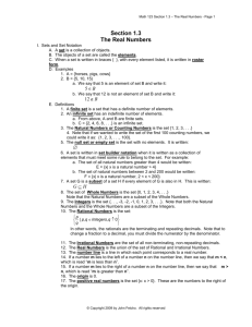 Section 1.3 The Real Numbers