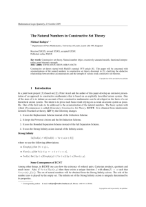 The Natural Numbers in Constructive Set Theory
