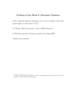 Problem of the Week 6: Fortunate Numbers Call a natural number