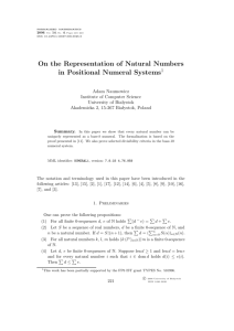 On the Representation of Natural Numbers in Positional