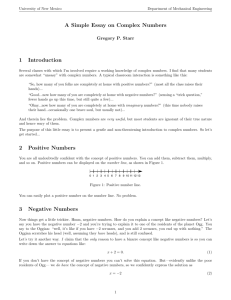 A Simple Essay on Complex Numbers 1 Introduction 2 Positive
