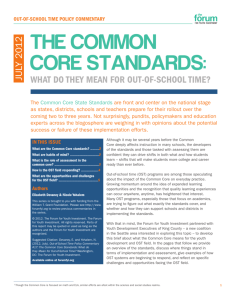 The Common Core Standards: What do they Mean for