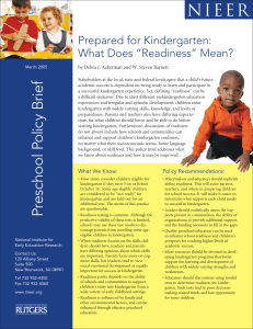 Prepared for Kindergarten: What Does “Readiness” Mean?