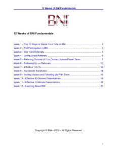 12 Weeks of BNI Fundamentals