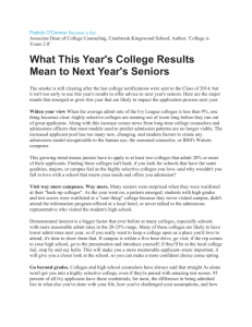 What This Year`s College Results Mean to Next Year`s Seniors