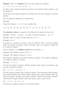 Integers: The set of integers is the set that contain the numbers 1···