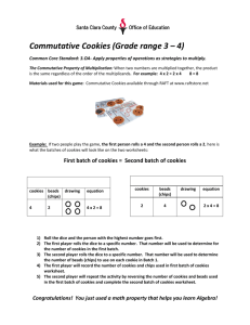Commutative Cookies (Grade range 3 – 4)