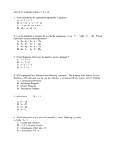 HS Mathematics State Assessment Practice Worksheet #1