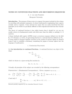 Notes on continued fractions and recurrence sequences