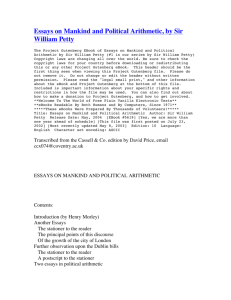 Essays on Mankind and Political Arithmetic, by Sir William Petty