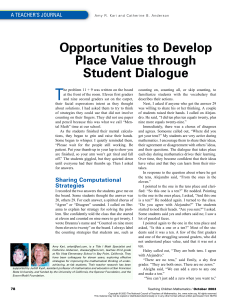 Opportunities to Develop Place Value through Student Dialogue