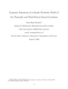 Lyapunov Exponents of a Simple Stochastic Model of the Thermally