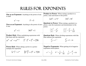 RULES FOR ExPONENTS - Tri-County Technical College