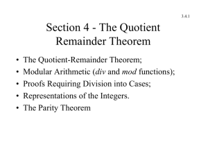 Section 4 - The Quotient Remainder Theorem