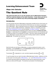 The Quotient Rule - Portal - University of East Anglia
