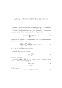 Lagrange Multipliers and the Rayleigh Quotient
