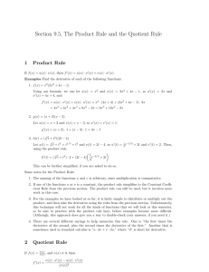 Section 9.5, The Product Rule and the Quotient Rule
