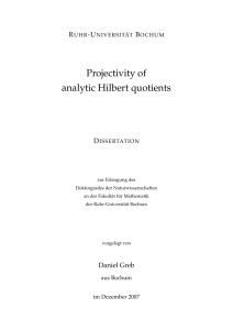 Projectivity of analytic Hilbert quotients - Ruhr