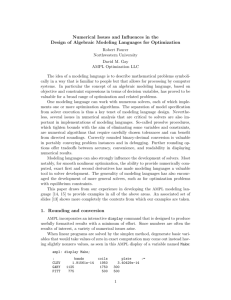 Numerical Issues and Influences in the Design of Algebraic