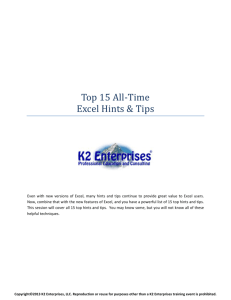 Top 15 All-Time Excel Hints and Tips