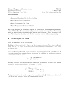 1 Rounding for set cover - College of Computer and Information