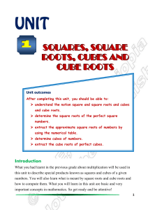 SQUARES, SQUARE ROOTS, CUBES AND CUBE ROOTS