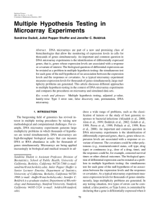 Multiple Hypothesis Testing in Microarray Experiments