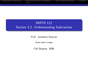 MATH 112 Section 3.2: Understanding Subtraction