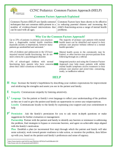 CCNC Pediatrics: Common Factors Approach (HELP) HELP L2 P3
