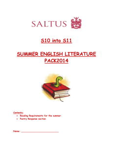 S10 into S11 SUMMER ENGLISH LITERATURE PACK2014