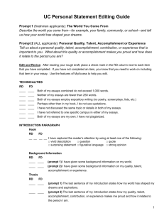 UC Personal Statement Editing Guide Prompt 1 (freshmen
