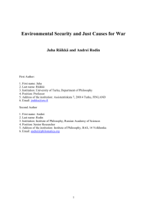 Environmental Security and Just Causes for War