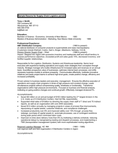 Sample Resume for Supply Chain Logistics person