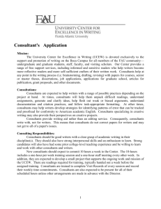 Consultant`s Application 1 Mission: The University Center for
